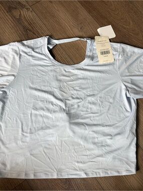 Fabletics Pale Blue Crop Short Sleeve Top